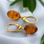 Classic Amber Olive Gold Earrings - Image 8