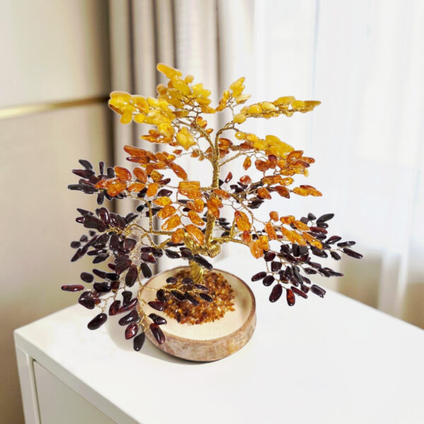 LARGE Handmade Baltic Amber Bonsai Tree Gift, Tree of Life Luck Happiness Crystal Gemstone Chakra Money Meditation Gifts