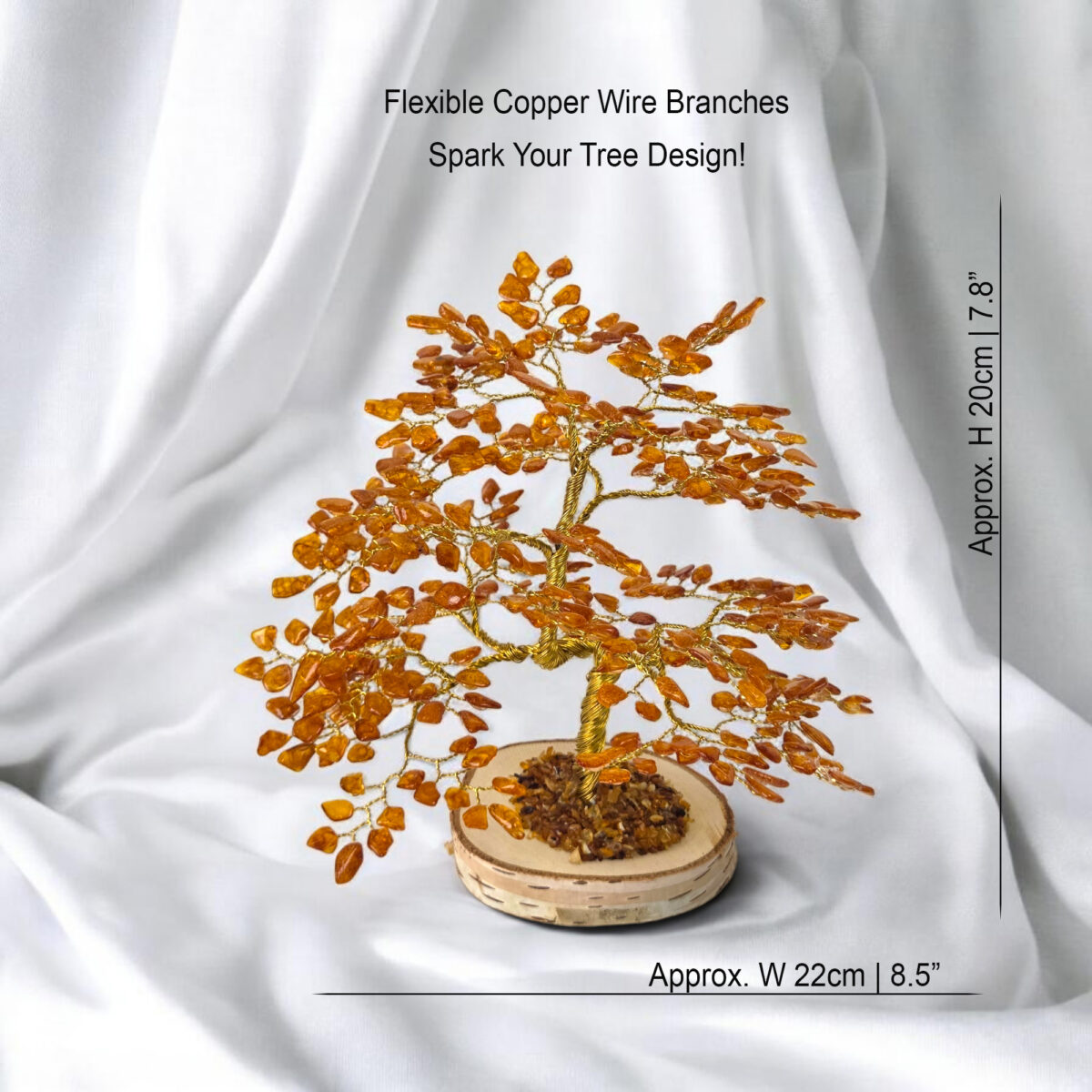 LARGE Handmade Honey Baltic Amber Bonsai Tree Gift, Tree of Life Luck Happiness Crystal Gemstone Chakra Money Meditation Gifts
