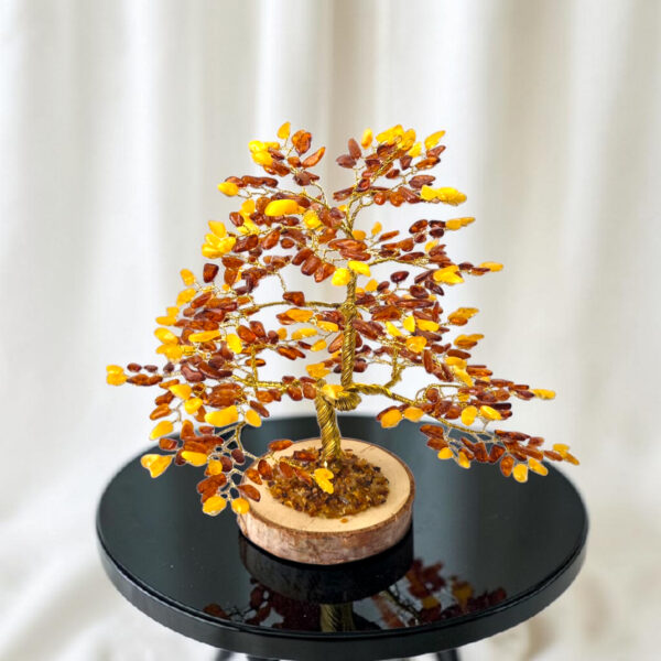 LARGE Handmade Baltic Amber Bonsai Tree Gift, Tree of Life Luck Happiness Crystal Gemstone Chakra Money Meditation Gifts