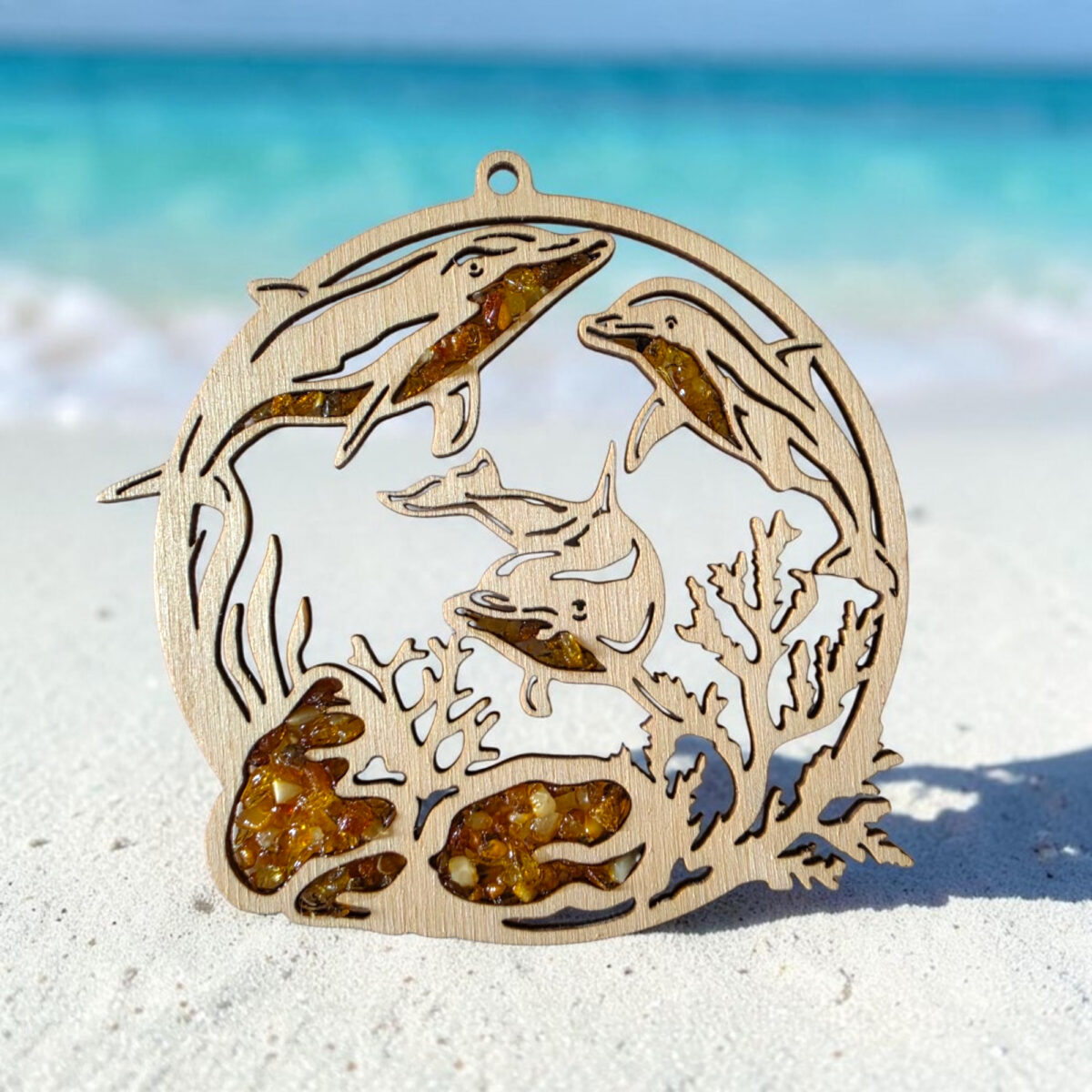 Magnetic Amber Dolphin Ornament - Image 2