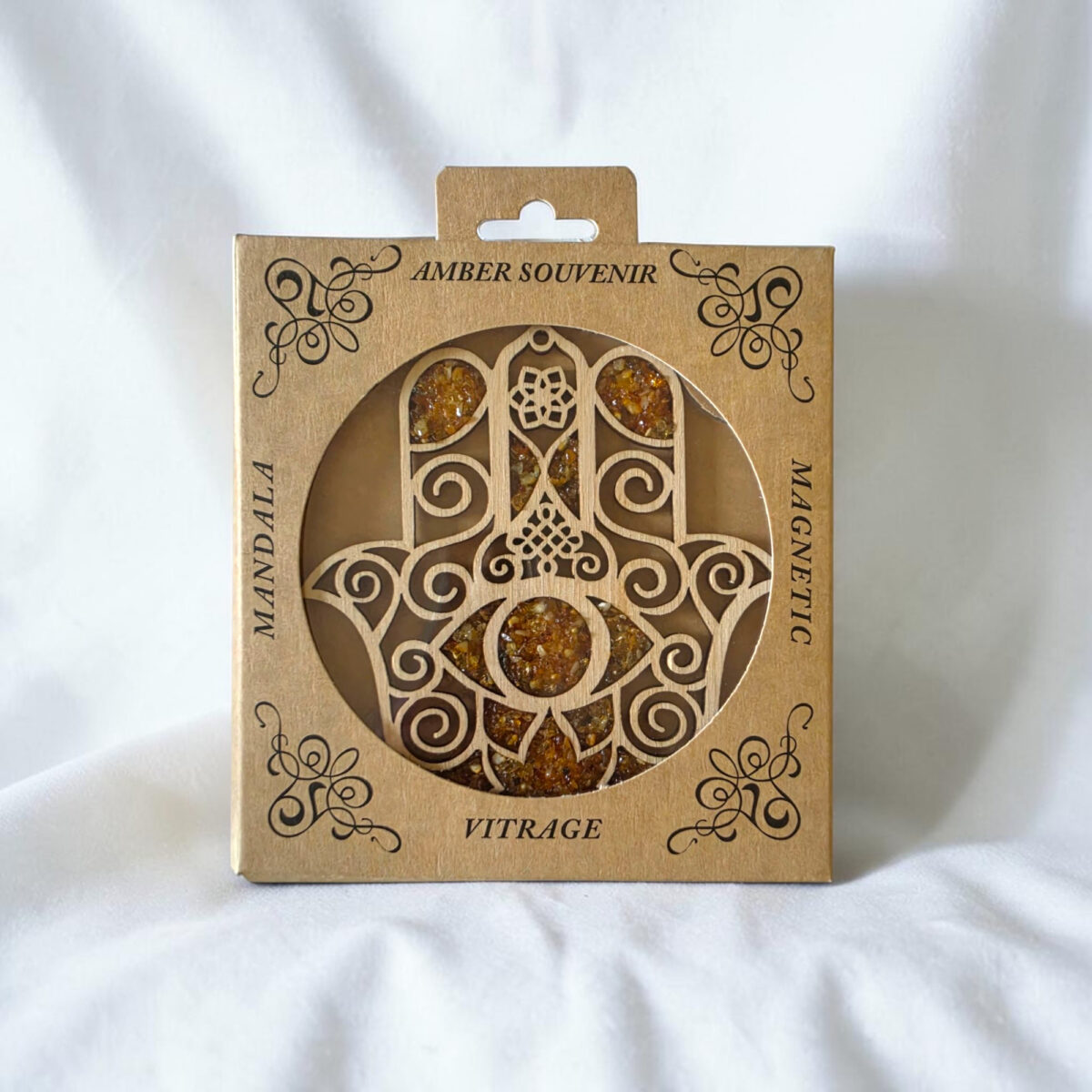 Magnetic Hamsa Hand Amber Ornament - Image 2