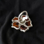 Adjustable Honey Baltic Amber Flower Ring Silver - Image 5