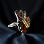 Adjustable Amber Flower Ring Silver - Image 3