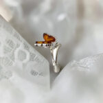 Adjustable Amber Butterfly Ring Silver - Image 4