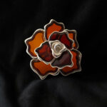 Adjustable Honey Baltic Amber Flower Ring Silver - Image 3