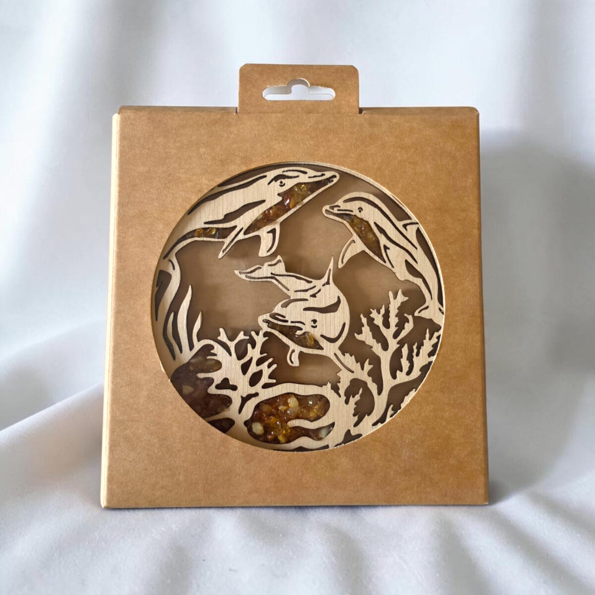 Magnetic Amber Dolphin Ornament - Image 3