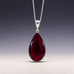 LARGE Natural Cherry Baltic Amber Teardrop Pendant Silver, Classic Drop Chunky Real Amber Big Gemstone Jewellery Gifts Women
