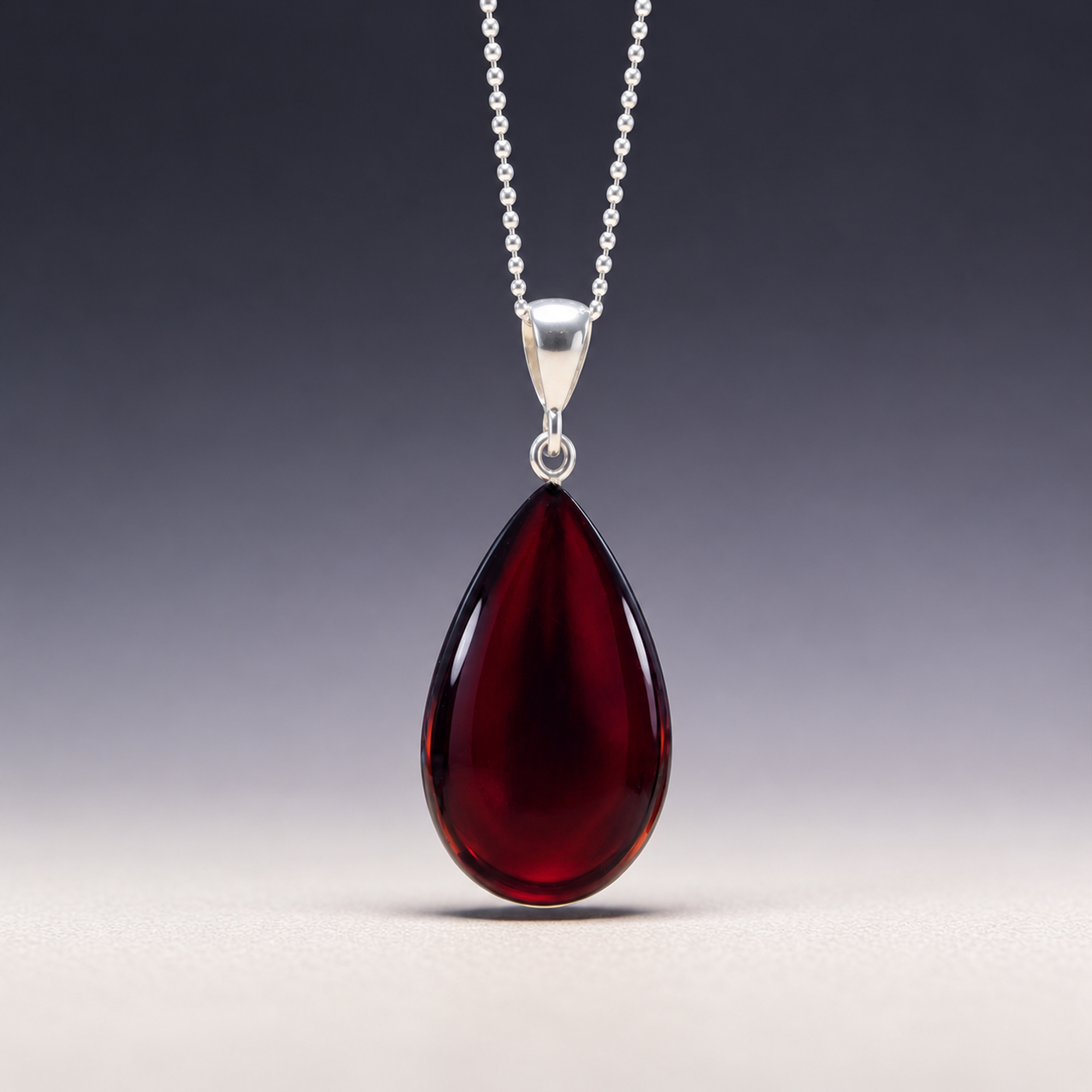 Red-Cherry-Baltic-Amber-Large-Teardrop-Pendant-Necklace-Sterling-Silver-Black-Stone-Gemstone-Jewellery LARGE Natural Cherry Baltic Amber Teardrop Pendant Silver, Classic Drop Chunky Real Amber Big Gemstone Jewellery Gifts Women