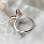 Adjustable Amber Butterfly Ring Silver - Image 5
